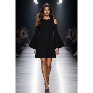 Lauren Ralph Lauren Black Cold Shoulder‎ Bell Sleeve Dress 6 250667426001